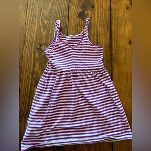 Girls Striped Tank Dress in Purple and White